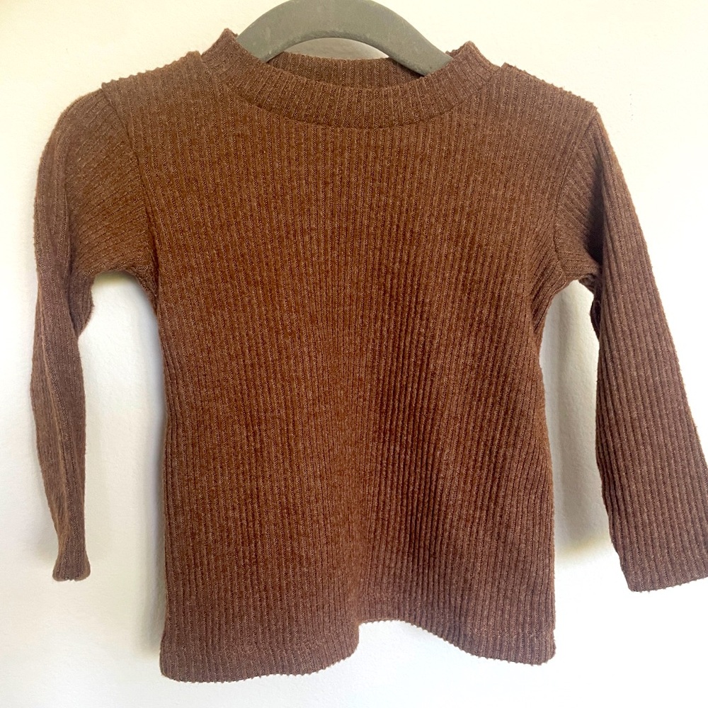 Zara Kids Brown Ribbed Long Sleeve Tee 6-9 months